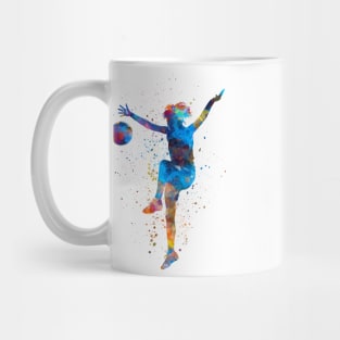 Woman footballer in watercolor Mug